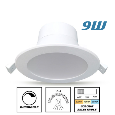 9w LED Downlight Flush Face 90mm Cutout Tri Colour Nexus