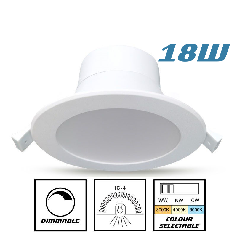 18w LED Downlight Flush Face 150mm Cutout Tri Colour Nexus
