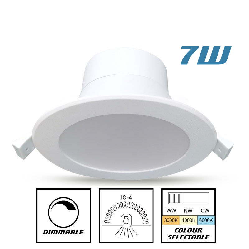 7w LED Downlight Flush Face 70mm Cutout Tri Colour Nexus