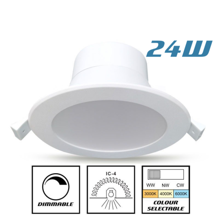 24w LED Downlight Flush Face 200mm Cutout Tri Colour Nexus