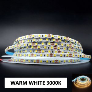 Mini Led Strip 12v, Single Colour, 120 led/meter, ip20, 5mm wide, 2.5cm cut, Blue thermal tape, Economical, 8w/m, 5m roll Warm White 3000k